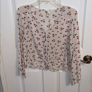 White Blouse With Pink Flowers